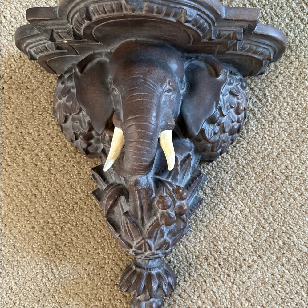 Elephant Wall Shelf Decor in Rich Brown